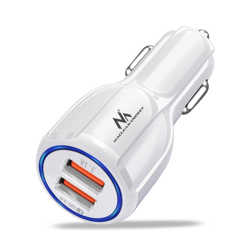 Maclean Energy QC 3.0 MCE478 B autós töltő - fehér Qualcomm Quick Charge QC 3.0 - 5V / 3A, 9V / 1.8A, 12V / 1.6A